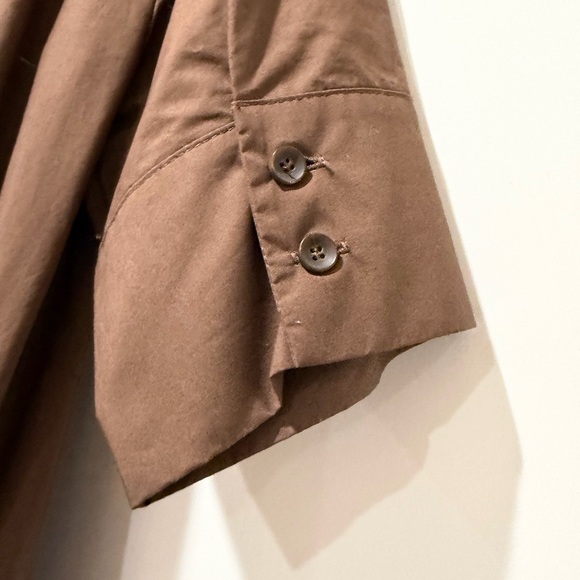 Zara 100% Cotton EUC Chocolate Brown Midi Dress with Pockets Hidden Buttons XS - Picture 5 of 9